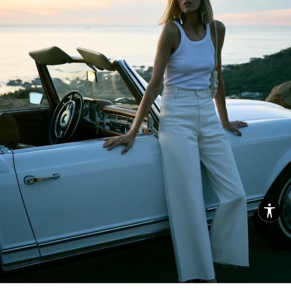 Zara Marine Straight Pants in Off White Size 2